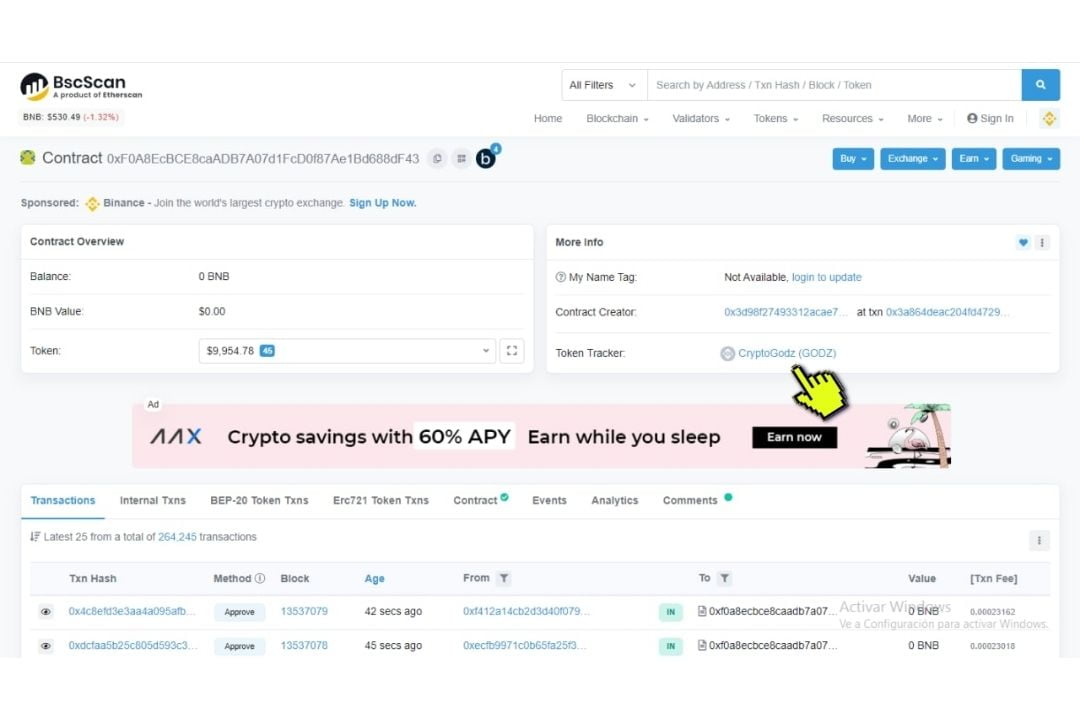 Análisis del Token de Juegos NFT Play to Earn, Token Tracker